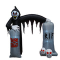 8 Foot Tall Lighted Happy Halloween Ghost Skeleton Grim Reaper and Tombstone Archway Indoor / Outdoor Holiday Blow Up Yard Garden Decoration