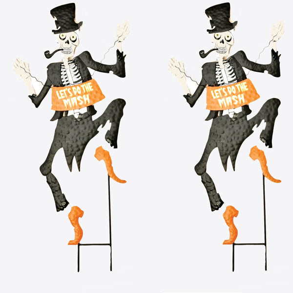 33" Halloween Tuxedo Skeleton Garden Stake, 2 Assorted