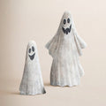 Set of 2 Painted Metal Ghost Yard Decor 35" H Grey Halloween Yard Display Figures