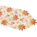 Fall Halloween Table Runner 13"X36" Thanksgiving Holiday Cutwork Applique Embroidered Pumpkins Maple Leaves And Bats Dresser Scarf For Home Dining Autumn Tabletop Decoration (Maple Leaves, 13"X34")