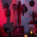 5.5ft Halloween Animatronic Decoration Animated Praying Angel Statue With Light Up Eyes & Shaking Wings