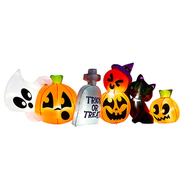 8Ft Inflatable Halloween Yard Decor - Pumpkin Ghost Cat Tombstone