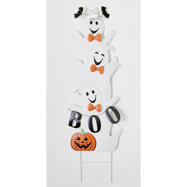 39" Metal Triple Halloween Ghost Yard Stake