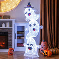 4 Ft Lighted Stacked Ghosts Standing Halloween Decoration With 120 Led Lights And 4 Metal Ground Stakes