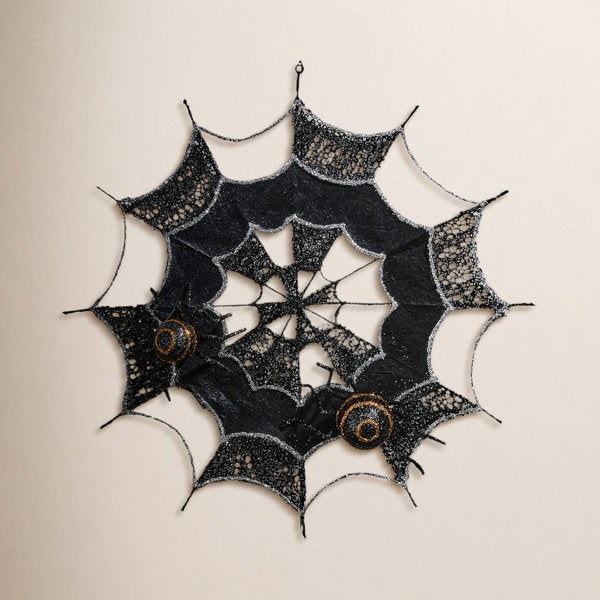 16" Glitter Spider Web With Spider