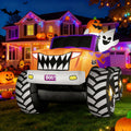 8FT Long Halloween Inflatables Decoration - Outdoor Monster Truck With Ghosts & Pumpkin, Giant Blow - Up Yard Decorations, Built-In LED Lights And Strong Blower For Festival
