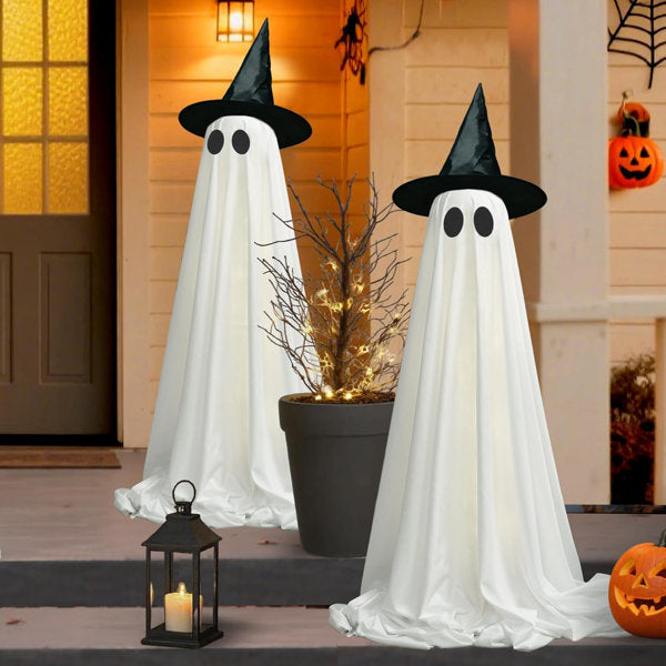2Packs Halloween Ghost Decorations - Light Up Spooky Ghost With Remote Control LED String Lights, Indoor Outdoor Decor For Yards Porch Gardens Lawn Party