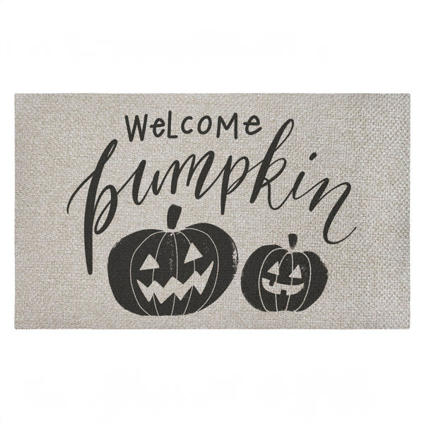 Welcome Pumpkin Minimal Outdoor Door Mat, design by Caverly Smith, 18"x30"