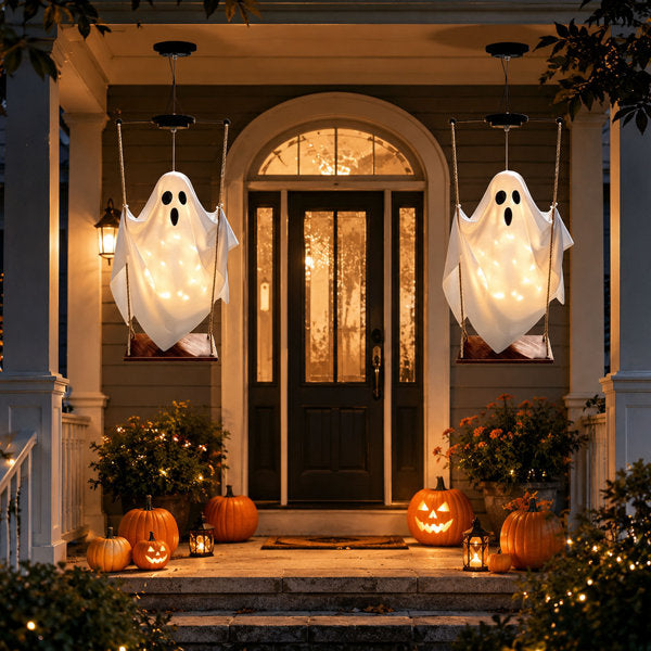 Solar Hanging Ghost Swing Halloween Decoration Set