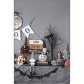 Set of 2, 4.3x3.5x23.5" Fabric Sitting Black Gnome With Wings & Black-White Plaid Hat, for Halloween Decor