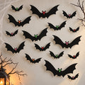 18-Piece Halloween Hanging Bat Decorations, 13" Black Plastic Bats for Outdoor Yard, Porch and Window