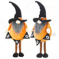 Set of 2 Fabric Standing Orange Gnome with Black Gnome and Banner for Halloween Decor