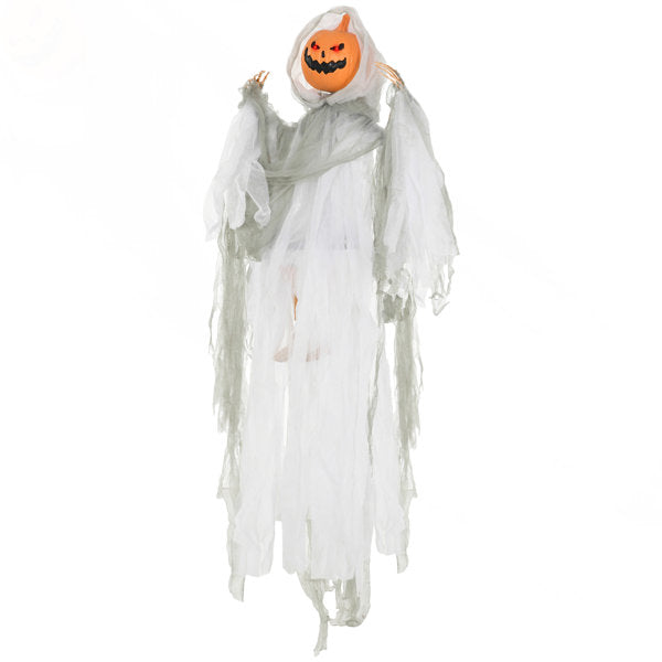 Sound Activated Hanging Pumpkin Ghost with Light Up Eyes and Howling Sounds