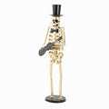 Metal Skeleton Musician Statue, 64.6 Inch Standing Guitar Player Skeleton with Top Hat & Bow Tie, Large Metal Halloween Skeleton Decorations for Indoor, Outdoor Yard & Party Display