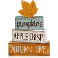 4 Pcs Fall Decoration for Home Wooden Maple Leaf Fall Tiered Tray Decor Thanksgiving Table Centerpiece Rustic Decorative Maple Leaf Block Signs Gift Farmhouse Autumn Decoration for Home
