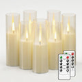 8Pcs Flameless Candles, Battery Operated Candles, LED Flickering Candles with Remote, Realistic Dancing Flame, Acrylic Ribbed Design for Home Holiday Wedding, Party D2.2 (Ivory)