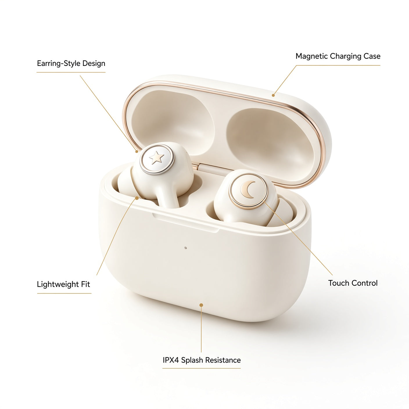 Lunar Magnetic Earring TWS Earbuds with Charging Case