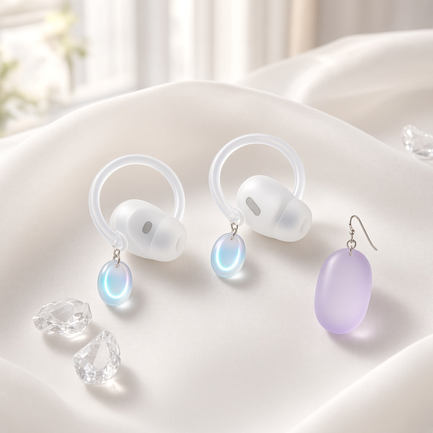Lunar Magnetic Earring TWS Earbuds with Portable Charging Case
