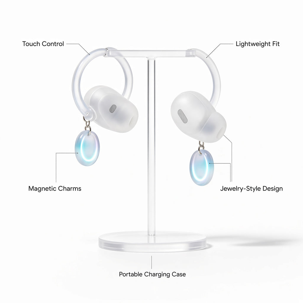 Lunar Magnetic Earring TWS Earbuds with Portable Charging Case
