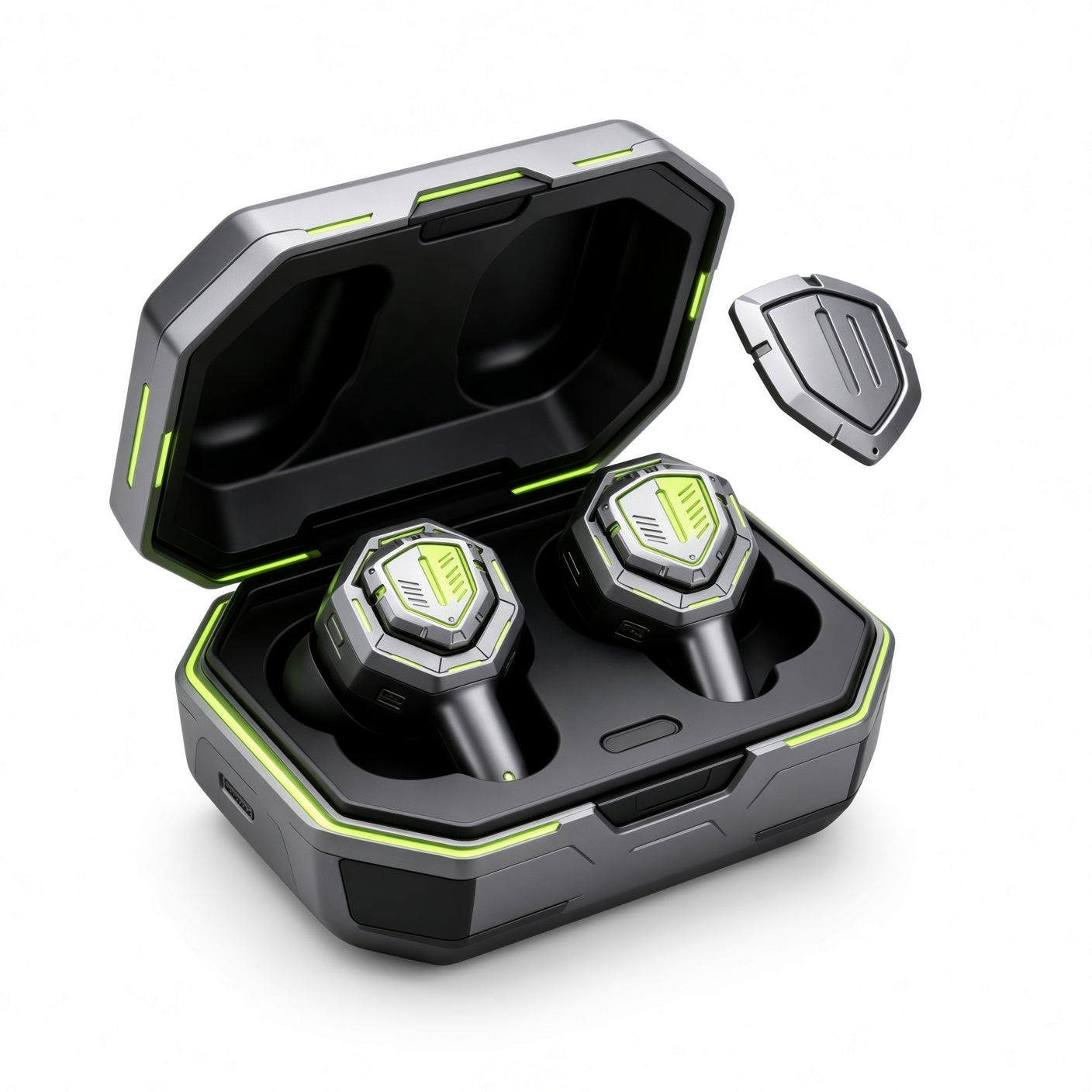 Mecha Shield Gaming TWS Earbuds with Magnetic Interchangeable Faceplates