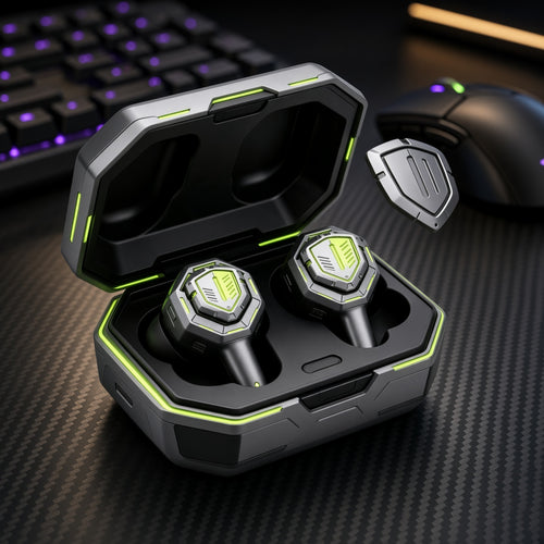 Mecha Shield Gaming TWS Earbuds with Magnetic Interchangeable Faceplates