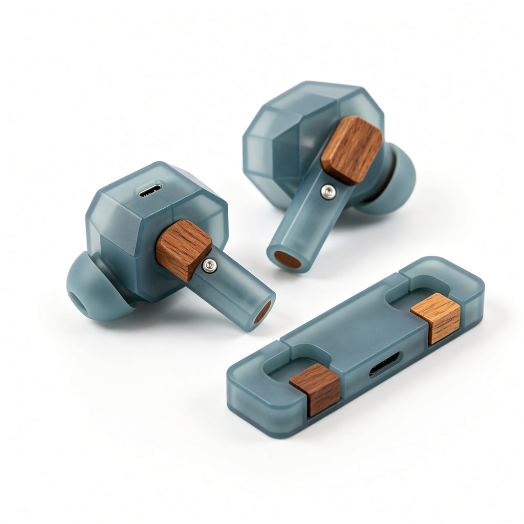 Frosted Facet Wooden Splicing TWS Earbuds