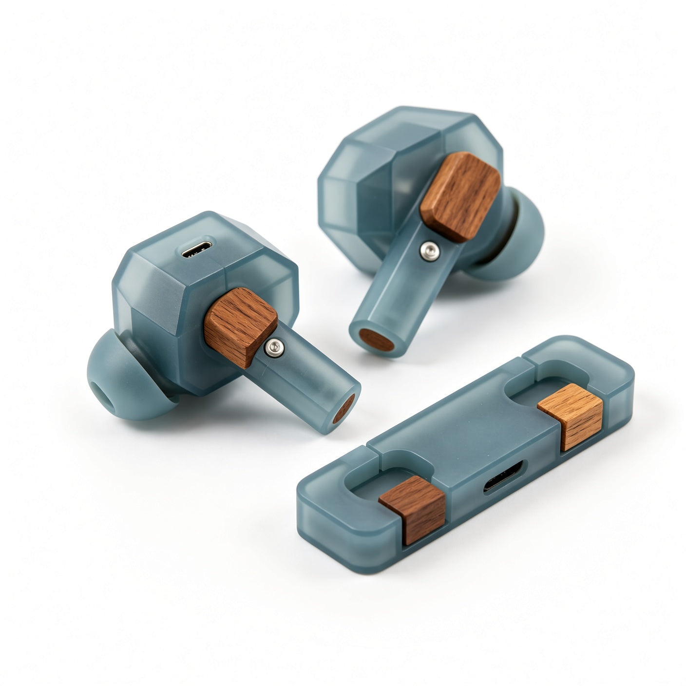 Frosted Facet Wooden Splicing TWS Earbuds