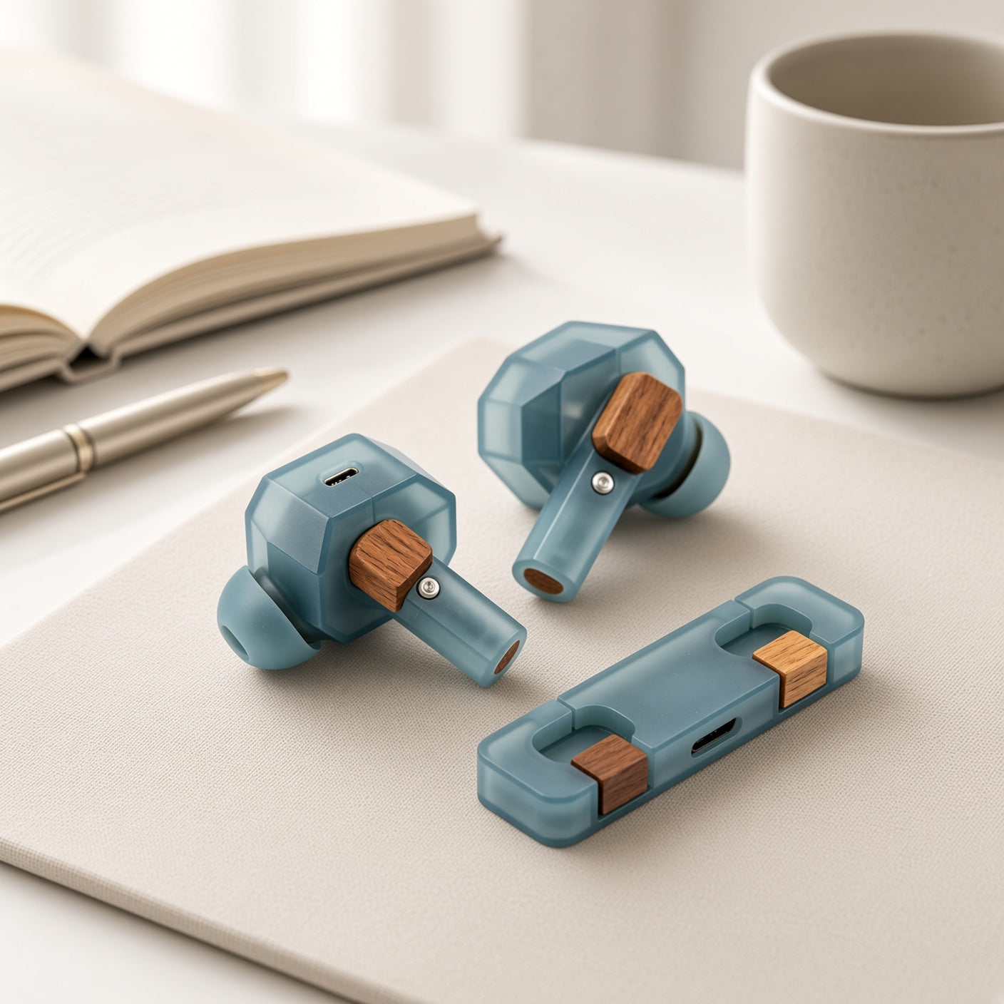 Frosted Facet Wooden Splicing TWS Earbuds