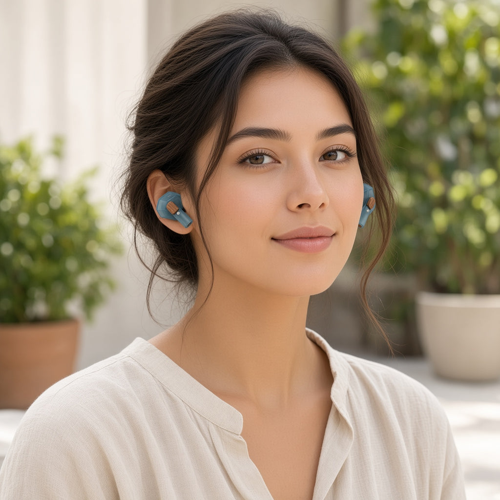 Frosted Facet Wooden Splicing TWS Earbuds