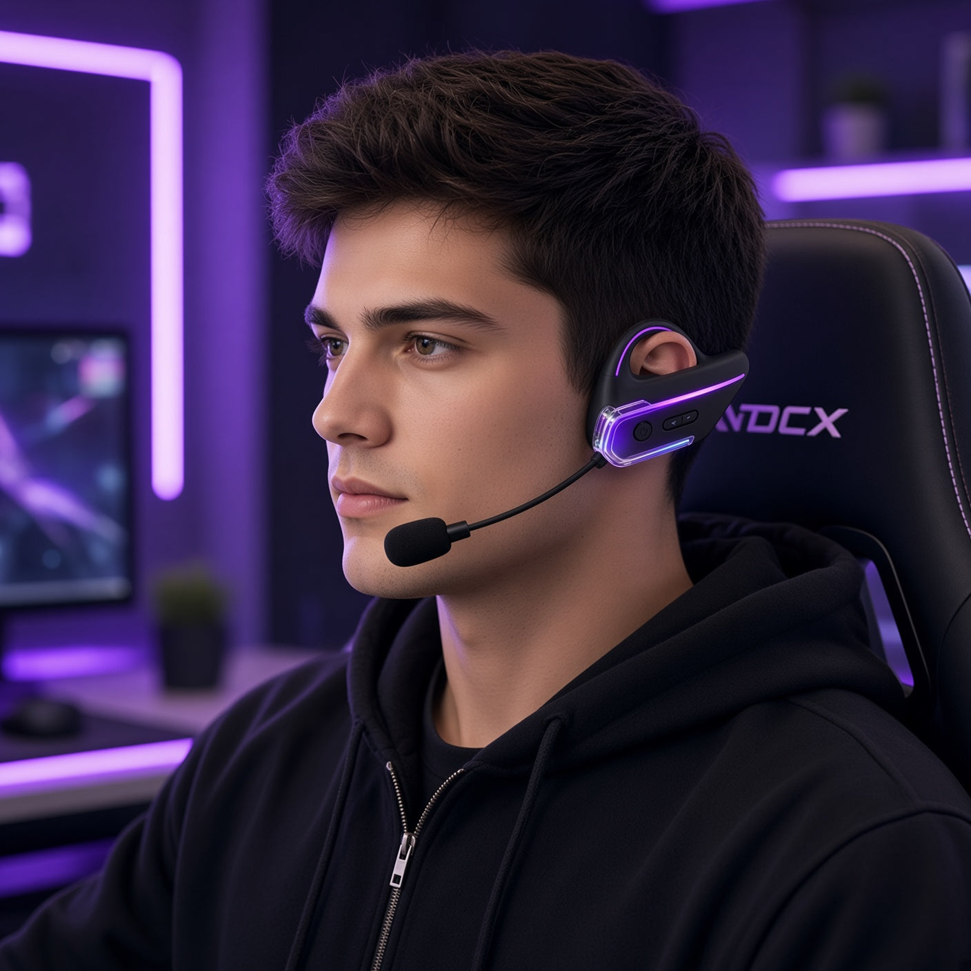 Open Ear Bone Conduction Gaming Headset with Detachable Boom Mic