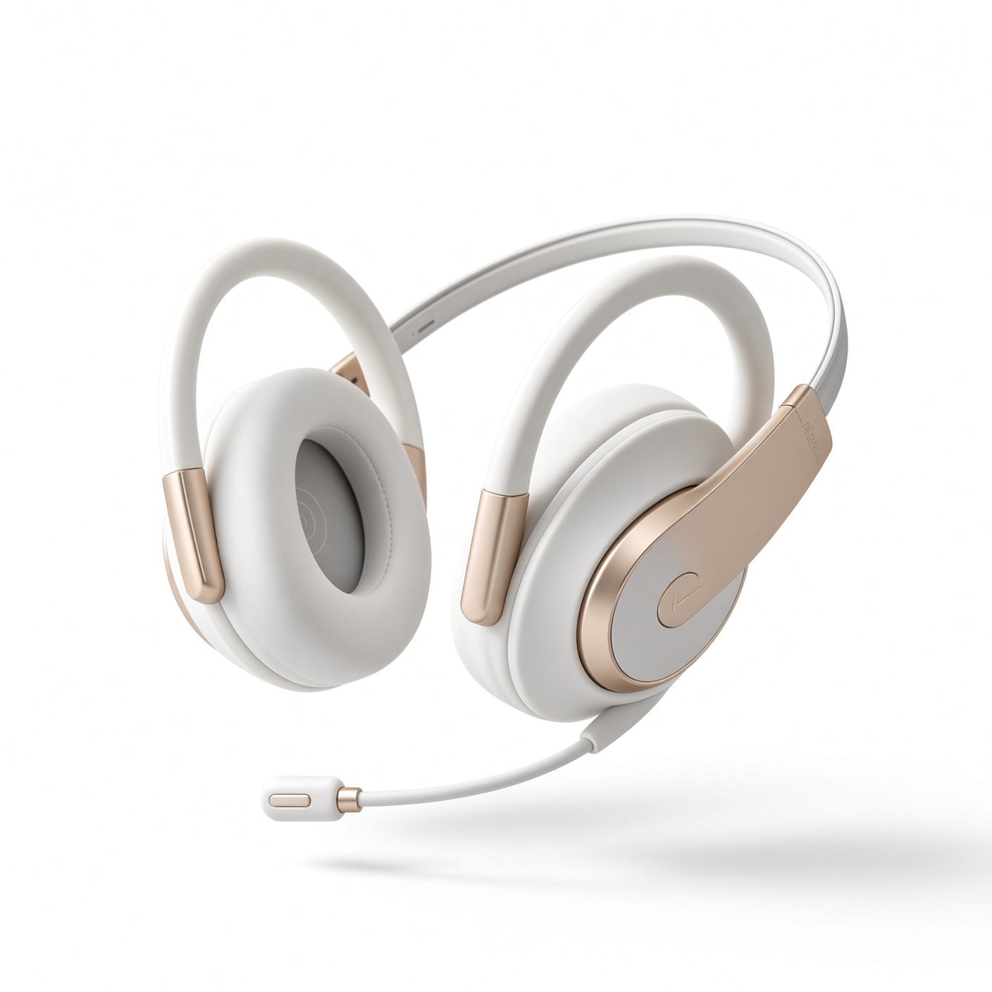 White Gold Open-Ear Hanging Headset with Detachable Boom Mic