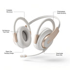 White Gold Open-Ear Hanging Headset with Detachable Boom Mic