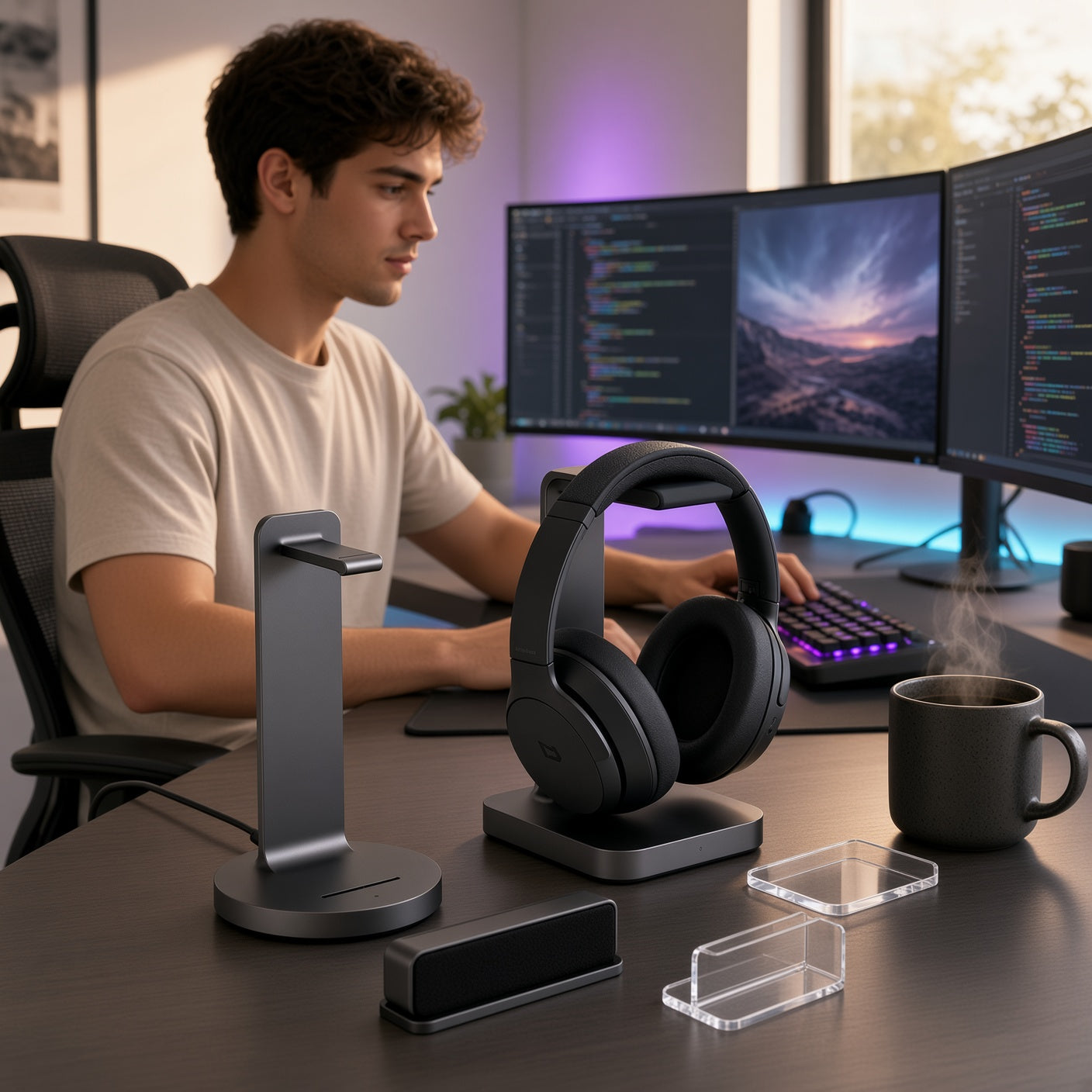Aluminum Modular Headphone Stand, Detachable Multi-Style Headset Holder