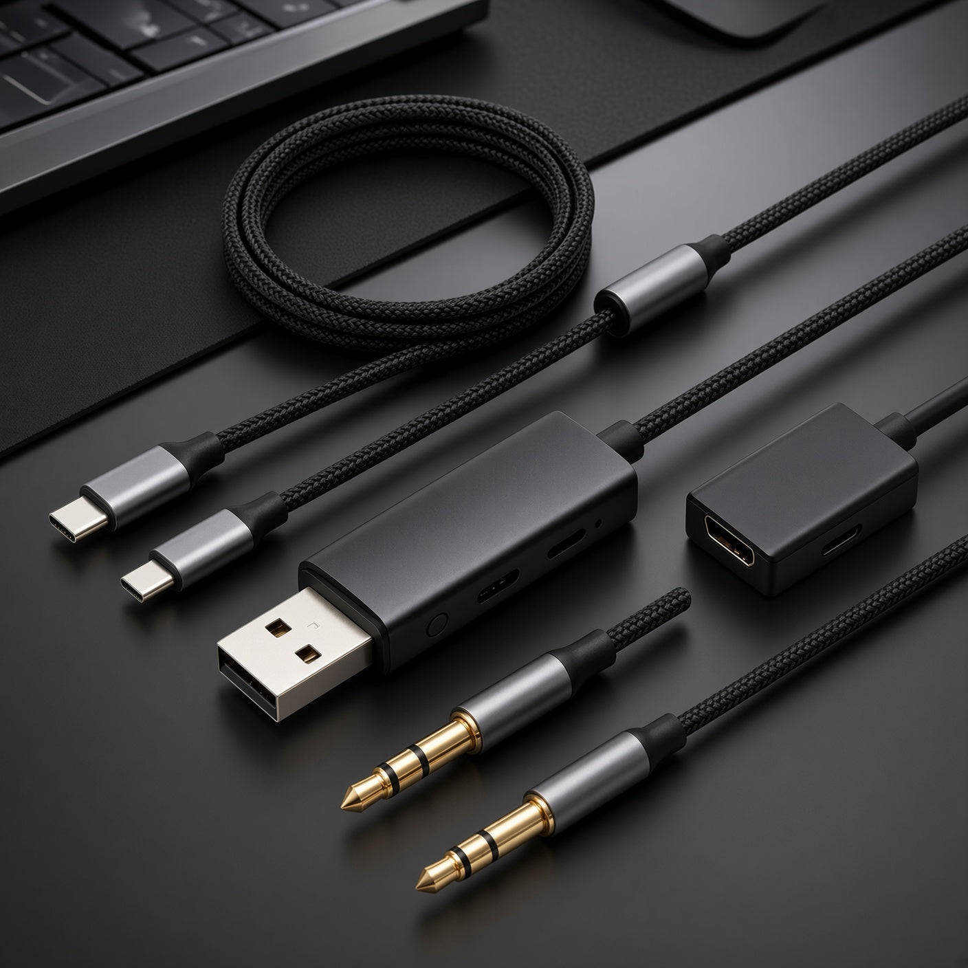 Multi-Function Gaming Audio Adapter Kit with USB Sound Card
