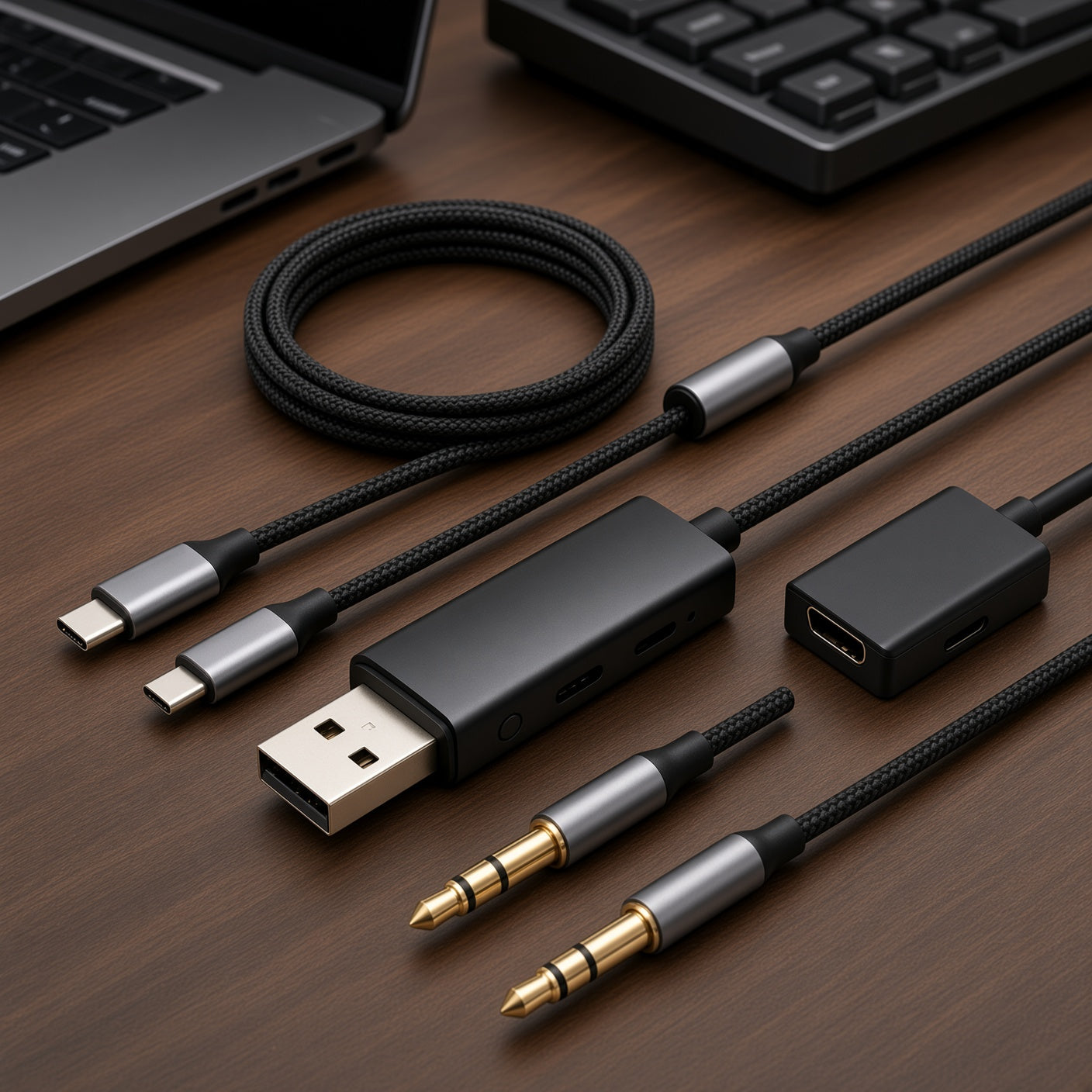 Multi-Function Gaming Audio Adapter Kit with USB Sound Card