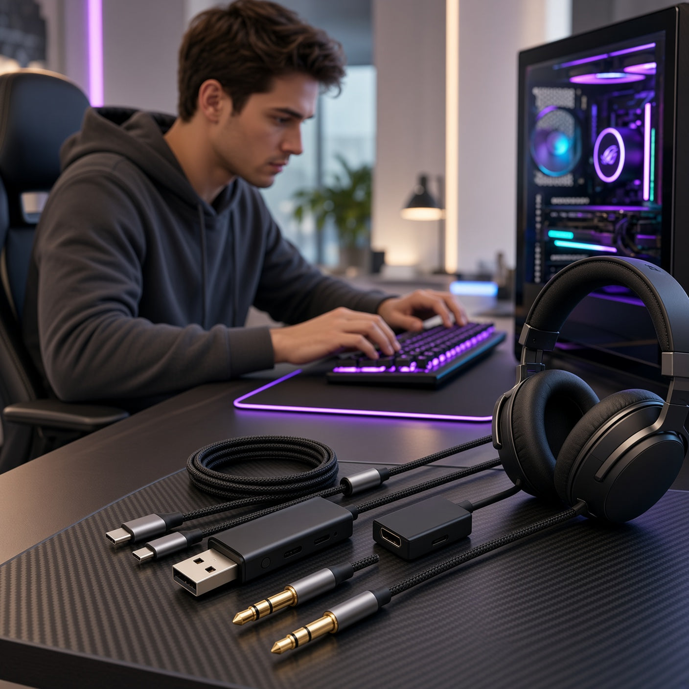 Multi-Function Gaming Audio Adapter Kit with USB Sound Card