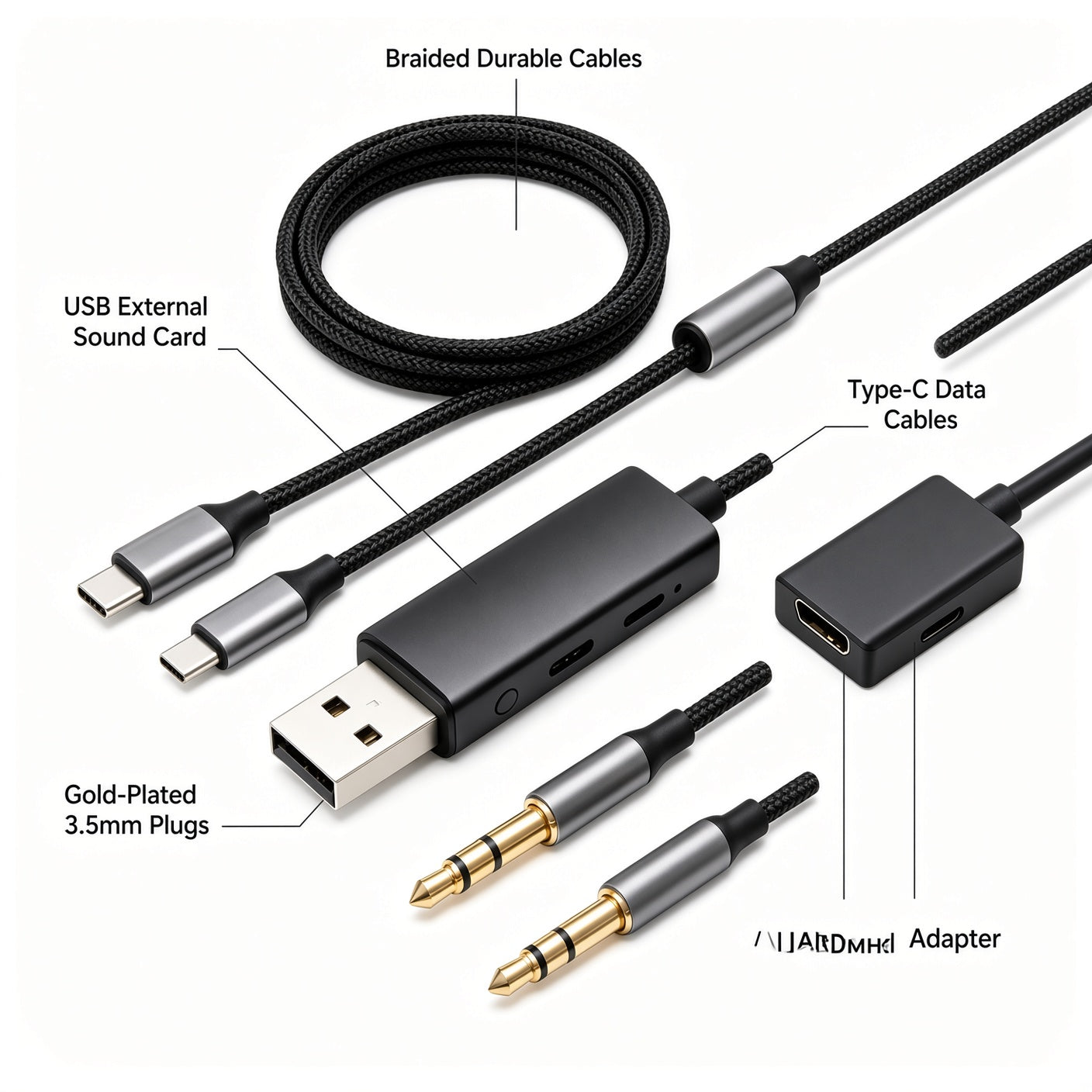 Multi-Function Gaming Audio Adapter Kit with USB Sound Card
