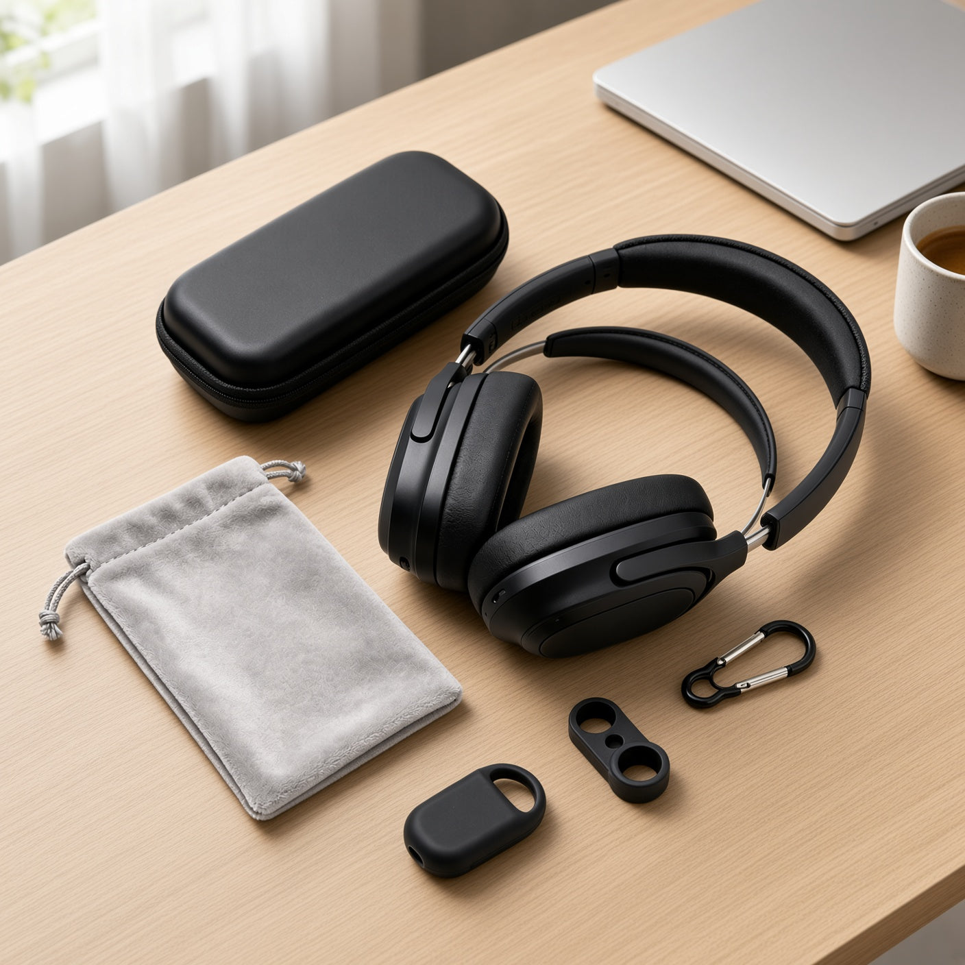 Headphone Travel Accessory Kit with Hard EVA Case & Velvet Pouch