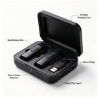 Dual Wireless Lavalier Microphone with Charging Case