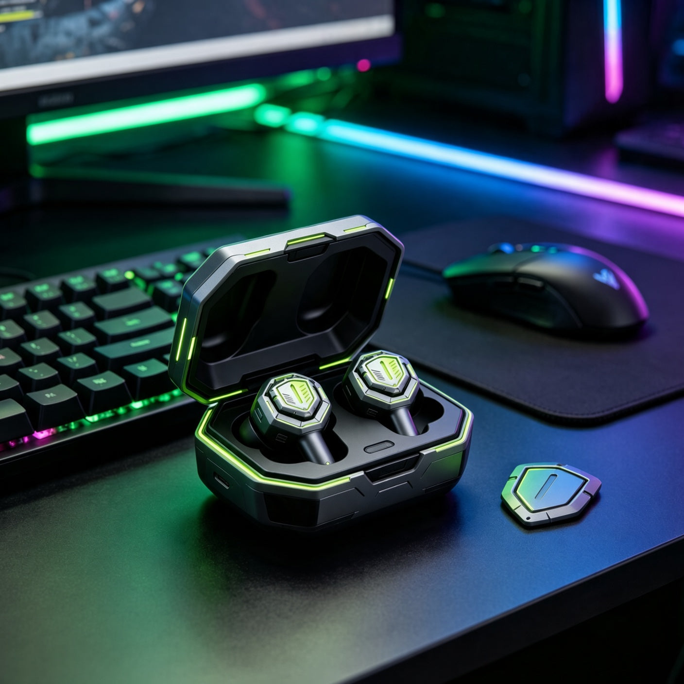 Mecha Shield Gaming TWS Earbuds with Magnetic Interchangeable Faceplates