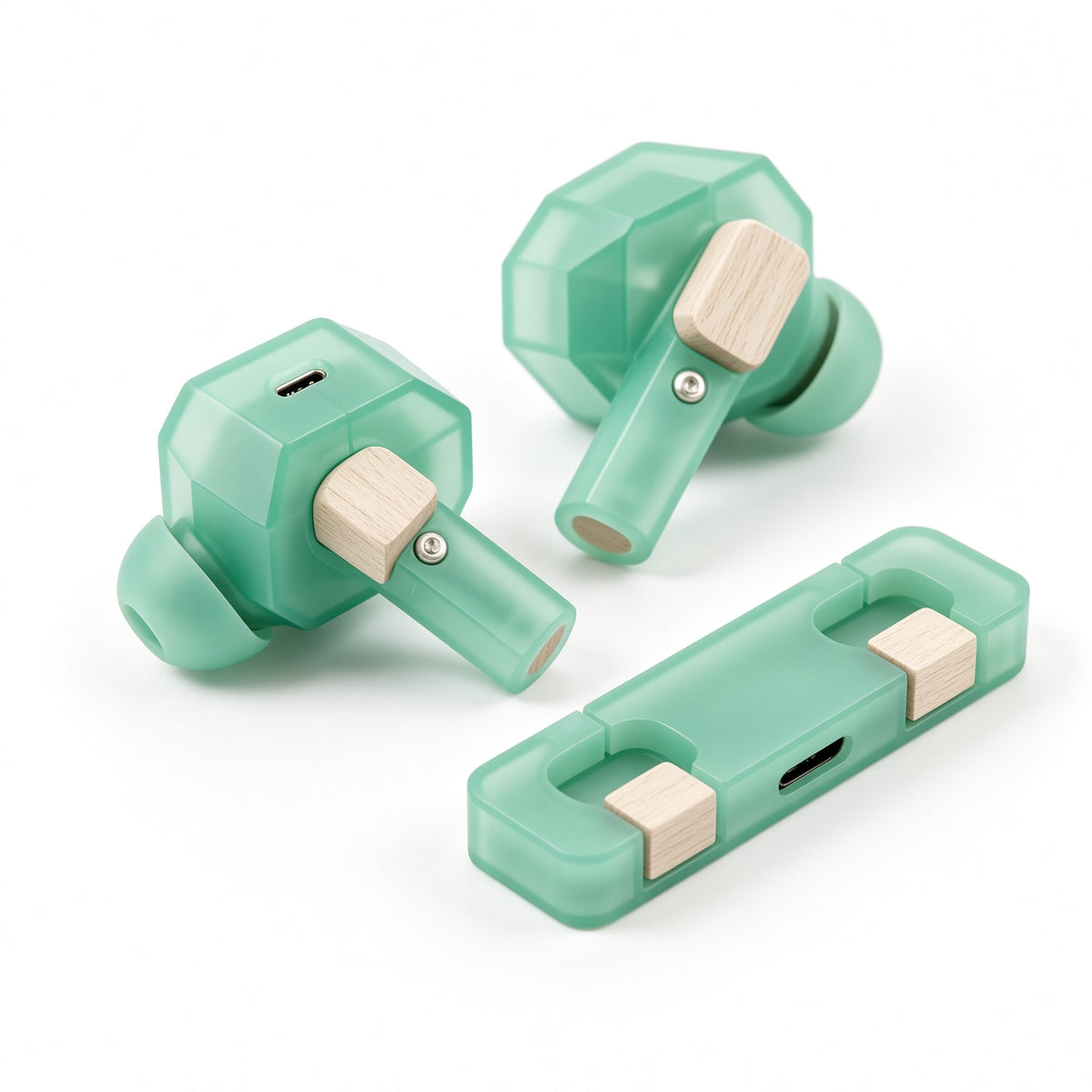 Frosted Facet Wooden Splicing TWS Earbuds