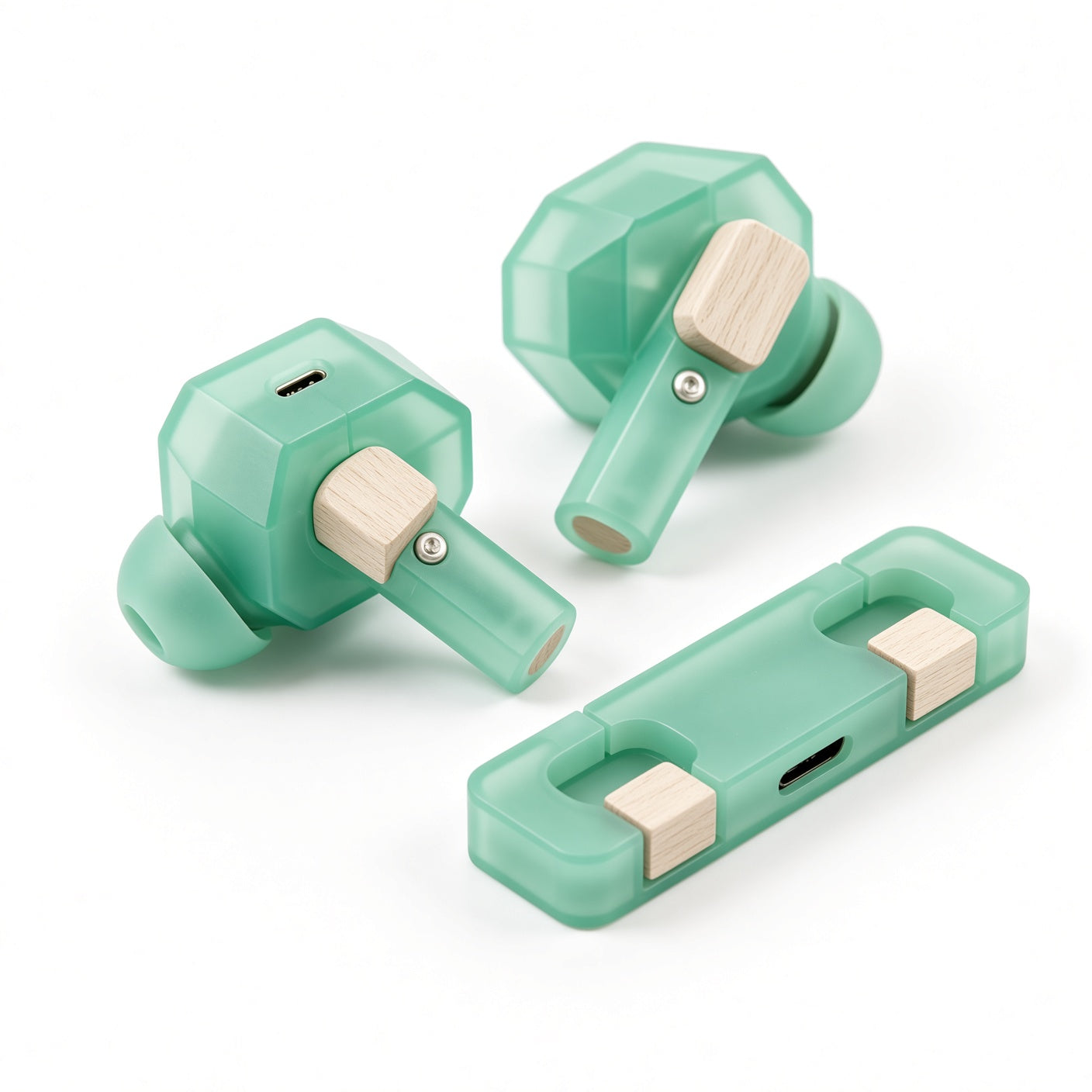 Frosted Facet Wooden Splicing TWS Earbuds