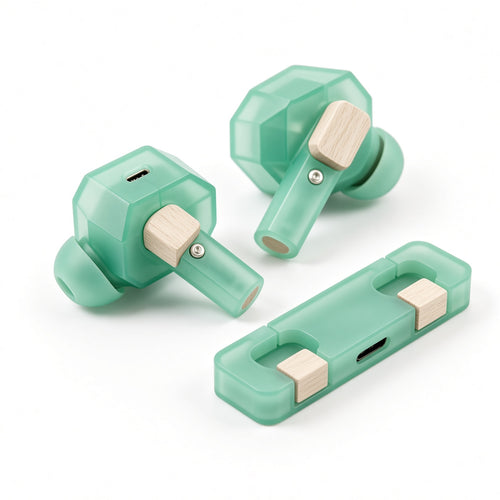 Frosted Facet Wooden Splicing TWS Earbuds