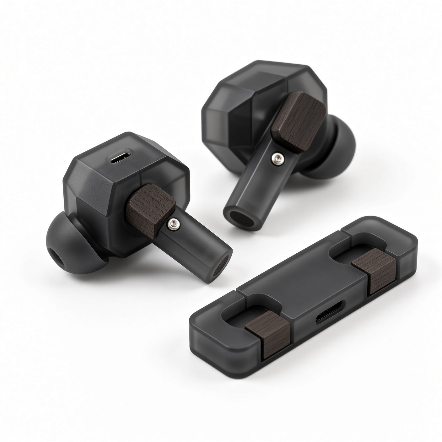 Frosted Facet Wooden Splicing TWS Earbuds
